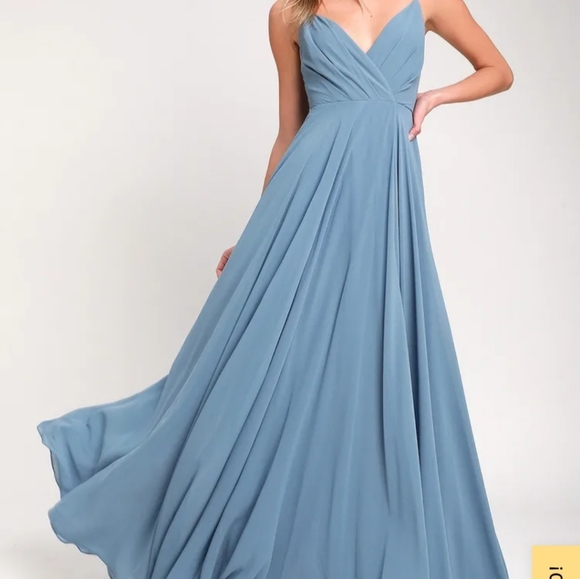 2 slate blue Lulus bridesmaid dresses - Picture 3 of 4